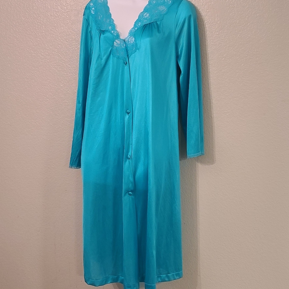 Vintage Vanity Fair 38/Medium Blue Teal Shiny Hous